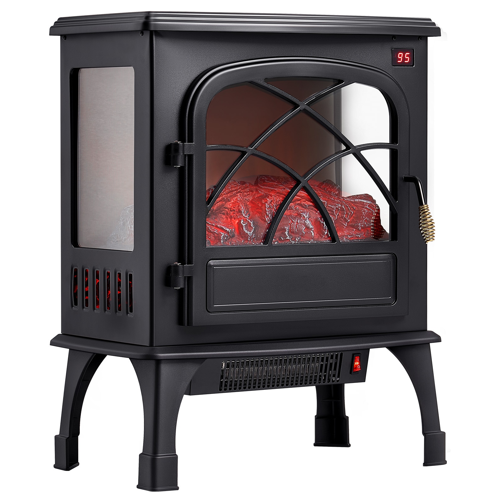 25.5 Inch Freestanding Electric Fireplace Heater 1500W Adjustable Flames Remote_voghion.com